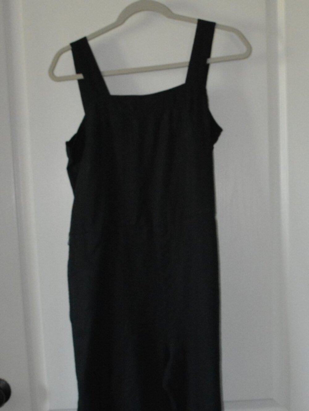Quince Linen Squareneck Wide Leg Jumpsuit size Medium Black